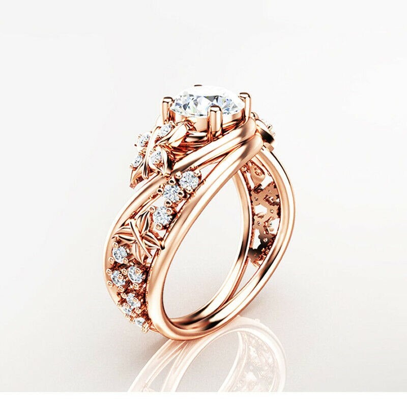 Bague Fleur Papillon Avec Strass Creux