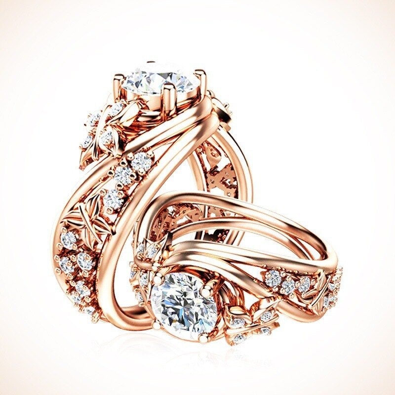 Bague Fleur Papillon Avec Strass Creux