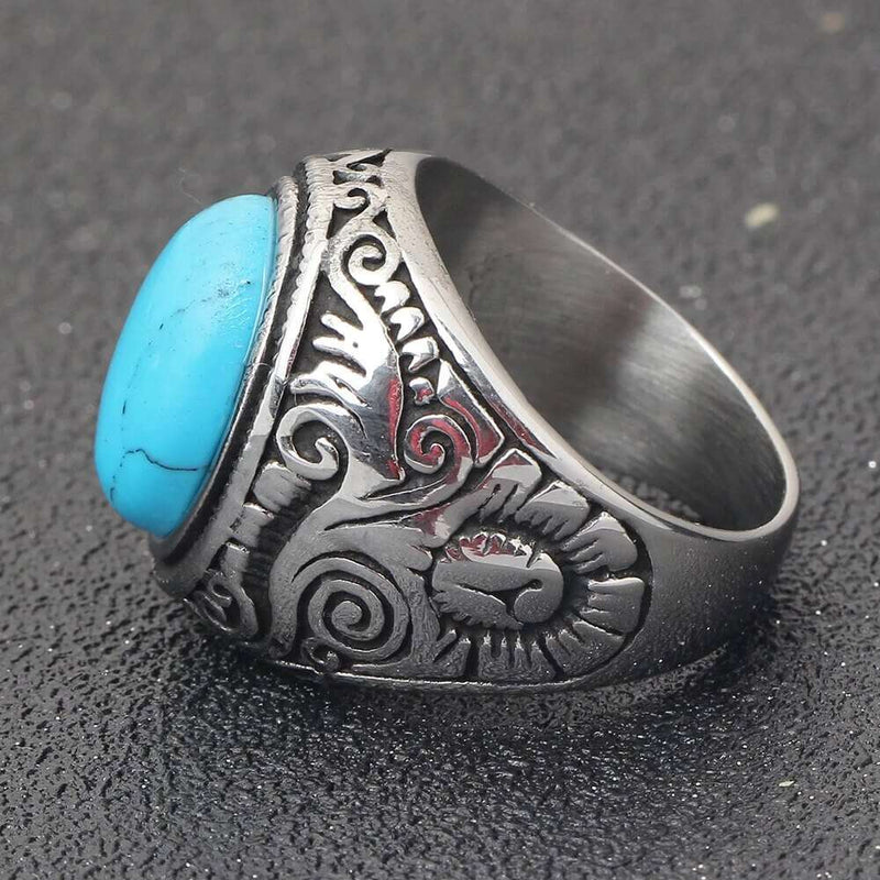 Bague Vintage Pour Homme En Pierre De Turquoise
