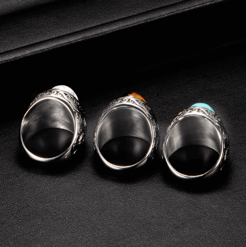 Bague Vintage Pour Homme En Pierre De Turquoise