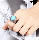 Bague Vintage Pour Homme En Pierre De Turquoise