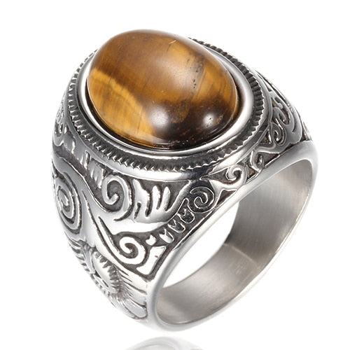 Bague Vintage Pour Homme En Pierre De Turquoise