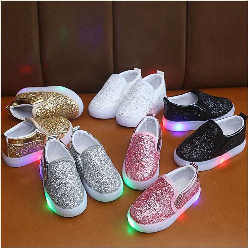 Baskets Led À Paillettes Pour Enfants