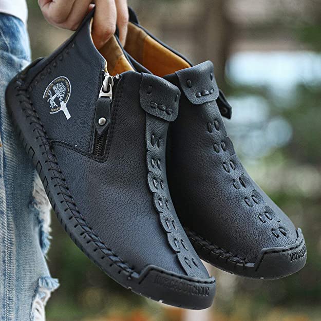 Bottes De Cheville Vintage Cousues À La Main Pour Hommes