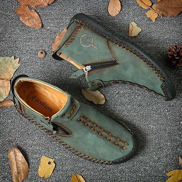 Bottes De Cheville Vintage Cousues À La Main Pour Hommes