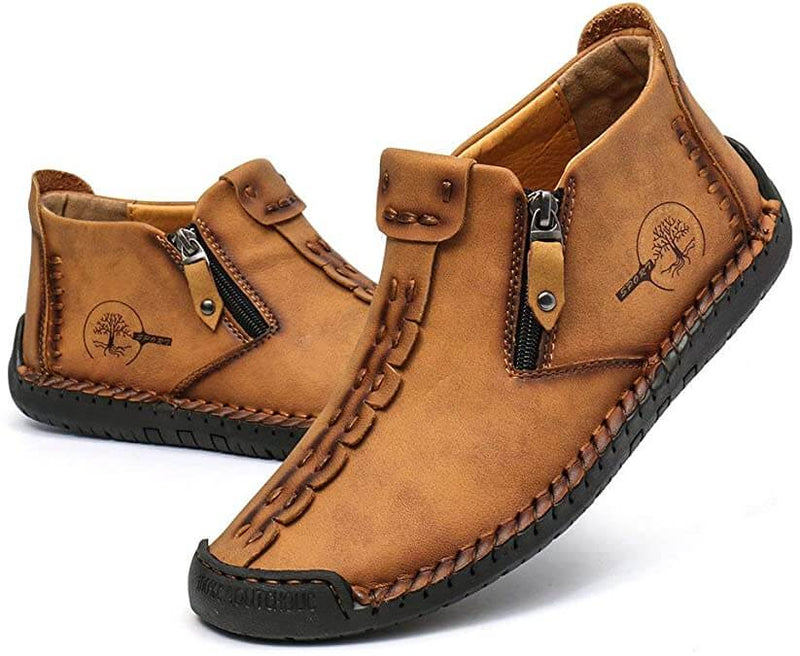 Bottes De Cheville Vintage Cousues À La Main Pour Hommes
