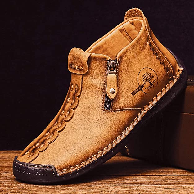 Bottes De Cheville Vintage Cousues À La Main Pour Hommes