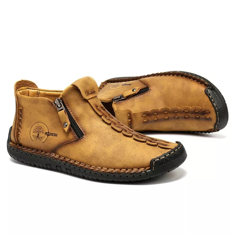 Bottes De Cheville Vintage Cousues À La Main Pour Hommes