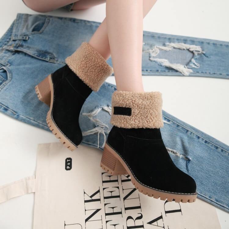 Bottes De Neige Chaudes En Fourrure D'Hiver