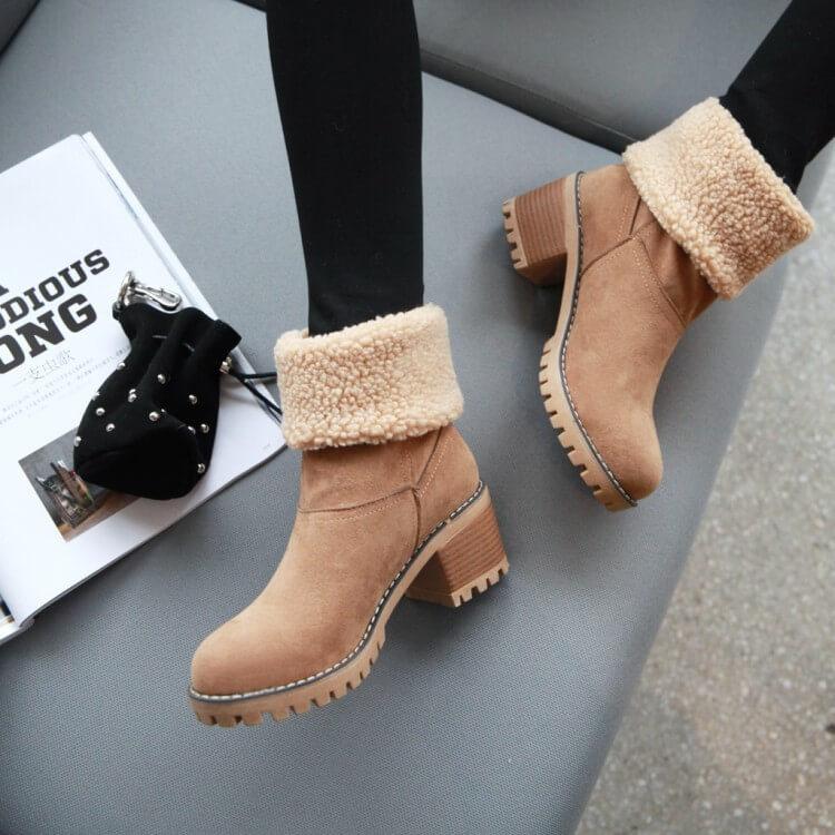 Bottes De Neige Chaudes En Fourrure D'Hiver