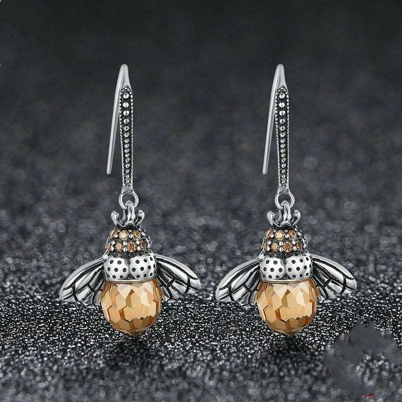 Boucles D'Oreilles Abeille En Cristal