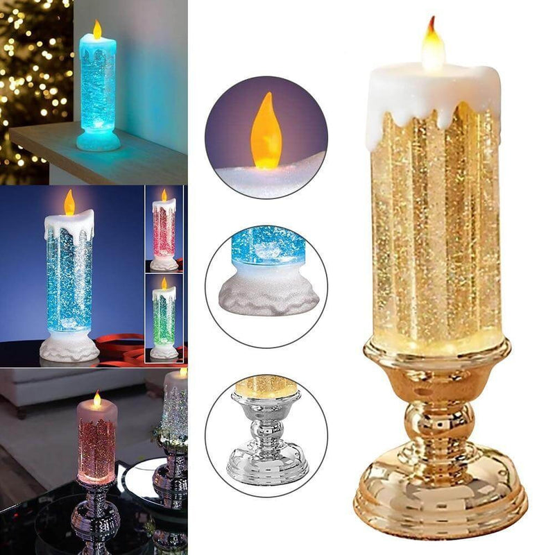 Bougie À Eau Led À Changement De Couleur Avec Paillettes