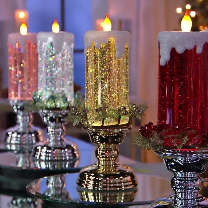 Bougie À Eau Led À Changement De Couleur Avec Paillettes