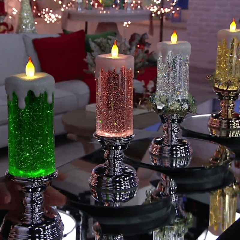 Bougie À Eau Led À Changement De Couleur Avec Paillettes