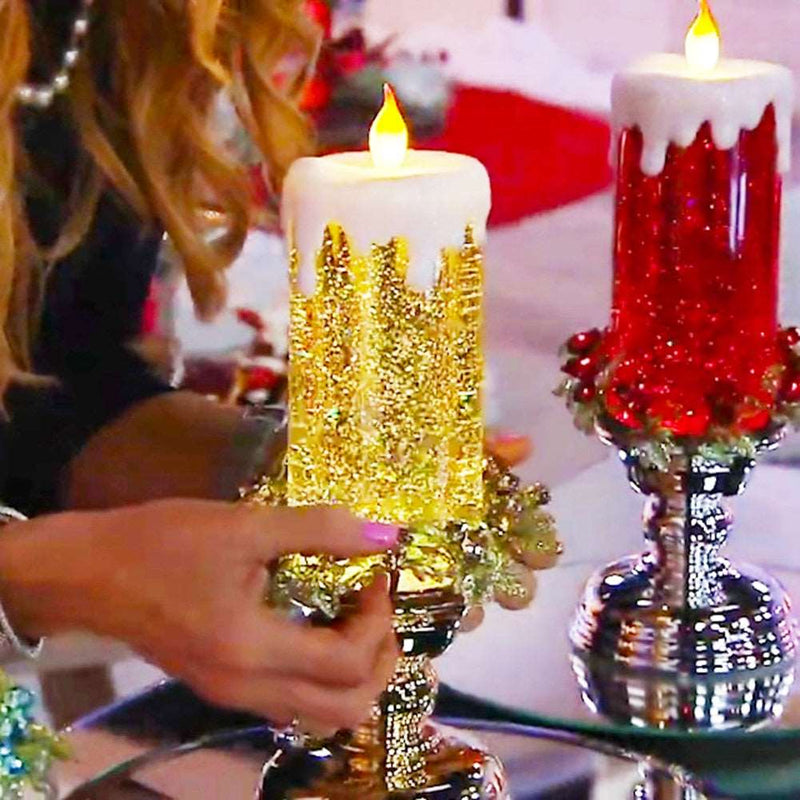 Bougie À Eau Led À Changement De Couleur Avec Paillettes