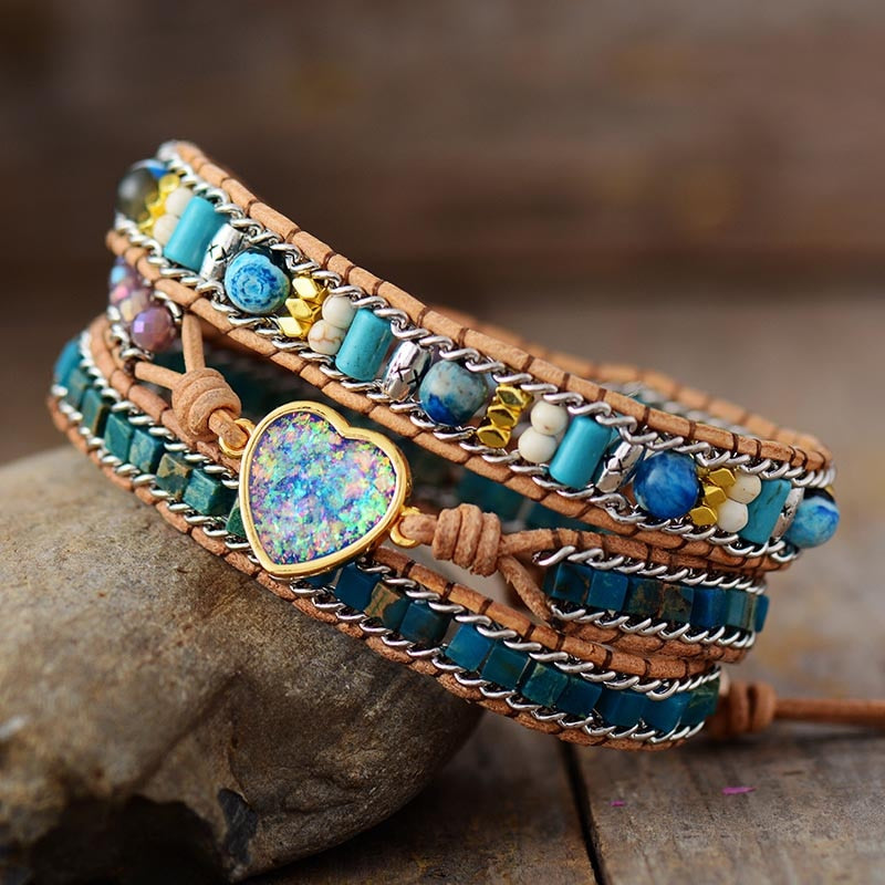 Bracelet Enveloppant Opal Heart