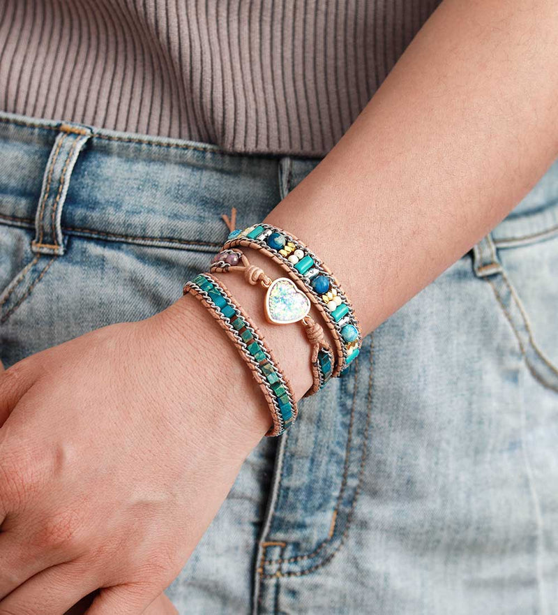 Bracelet Enveloppant Opal Heart