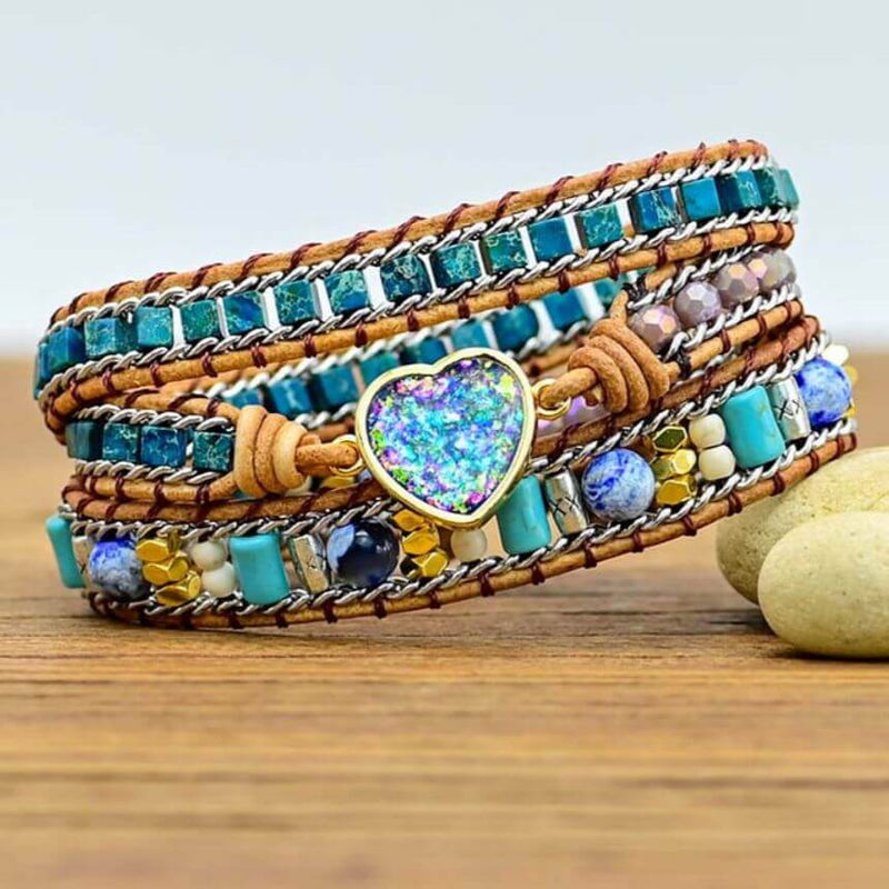 Bracelet Enveloppant Opal Heart