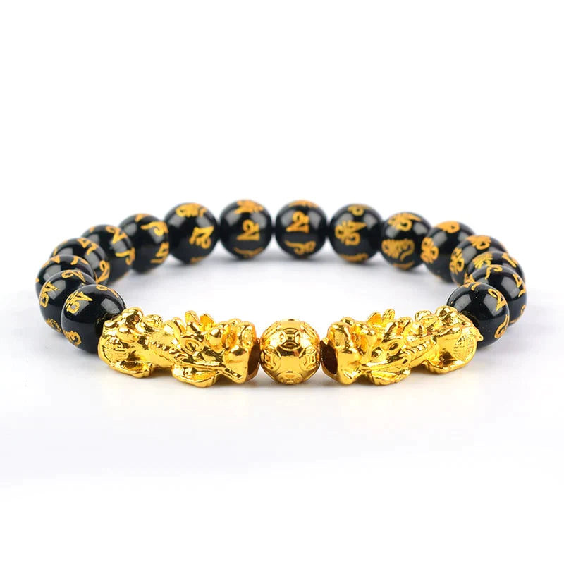 Bracelet Feng Shui En Obisidian Noir