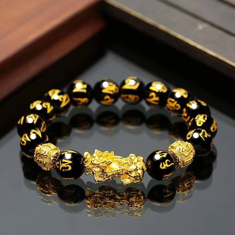 Bracelet Feng Shui En Obisidian Noir