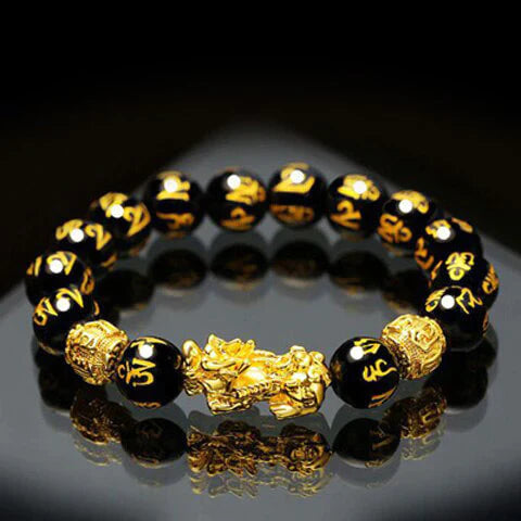 Bracelet Feng Shui En Obisidian Noir