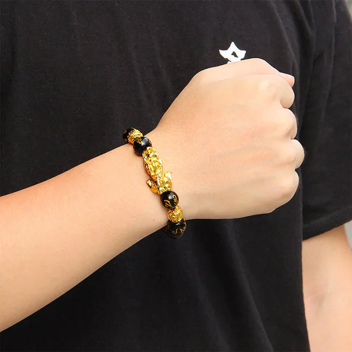 Bracelet Feng Shui En Obisidian Noir