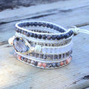 Bracelet Magique Tissé De Labradorite Et De Cristaux Druzy