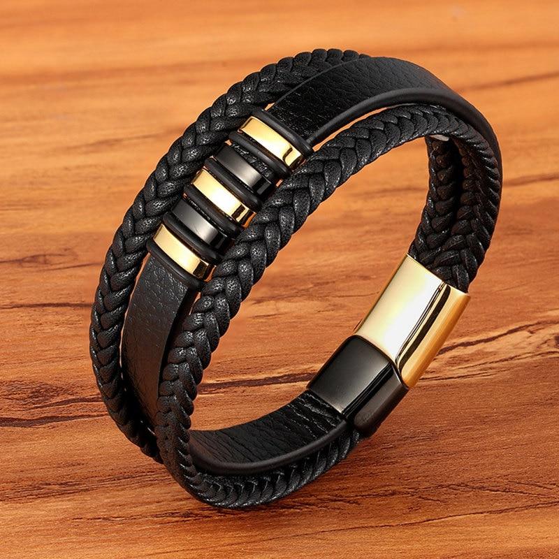 Bracelets Élégants En Cuir Véritable Pour Hommes