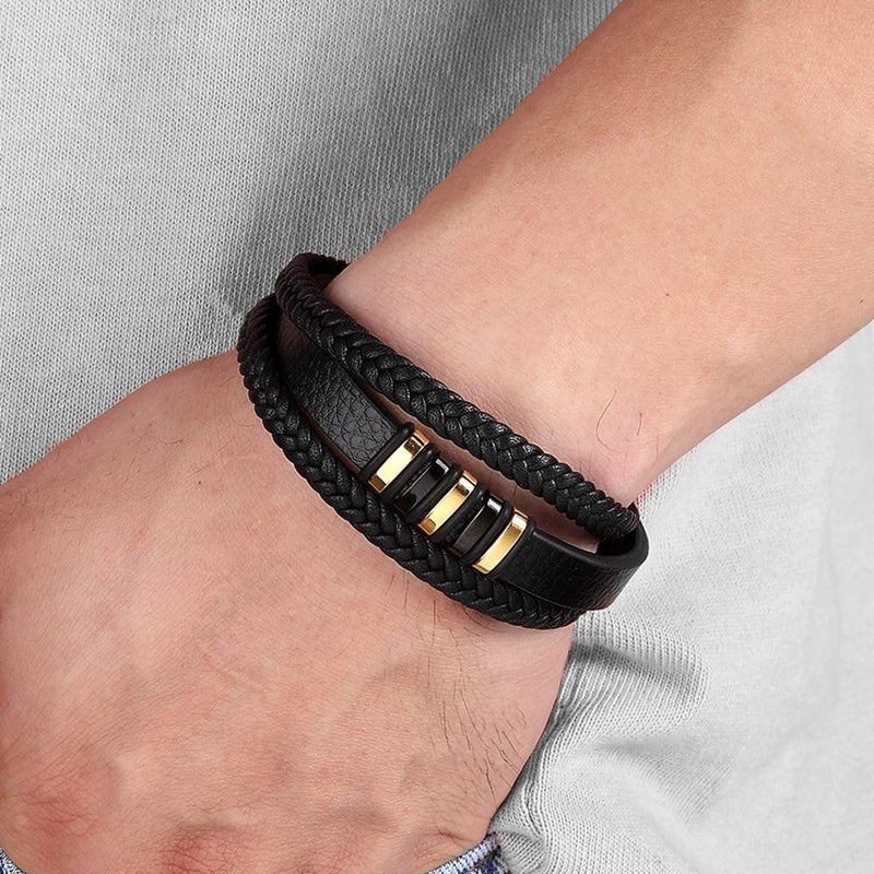Bracelets Élégants En Cuir Véritable Pour Hommes