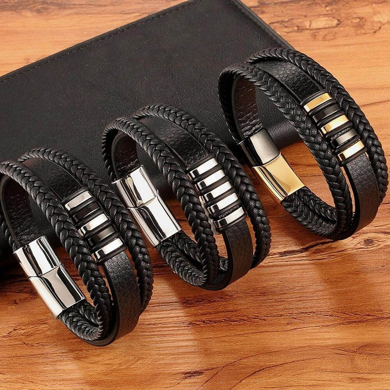 Bracelets Élégants En Cuir Véritable Pour Hommes