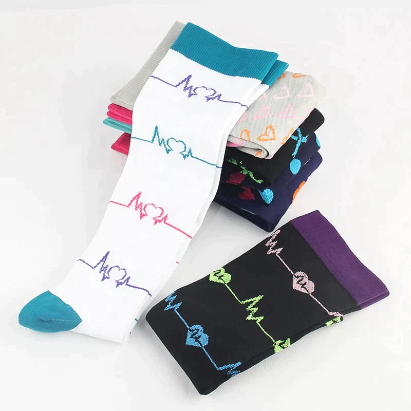 Chaussettes De Compression Longues Et Colorées (4 Paires)