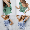 Chemisier Asymétrique À Volants Et À Rayures