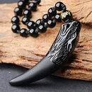 Collier À Pendentif Loup En Obsidienne