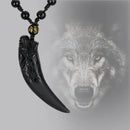 Collier À Pendentif Loup En Obsidienne