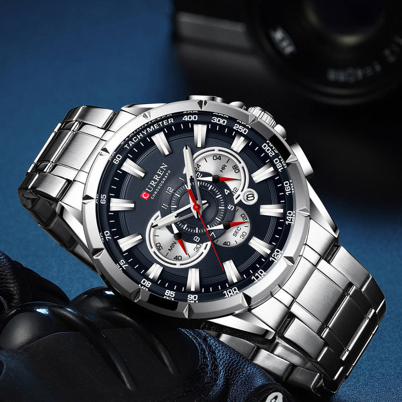 Curren 3 Cadrans Chronographe Montre-Bracelet De Luxe