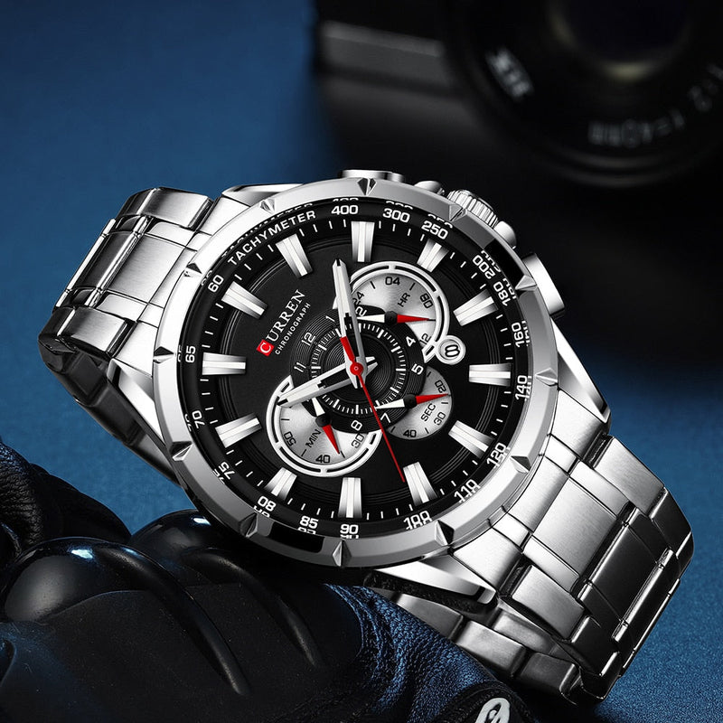 Curren 3 Cadrans Chronographe Montre-Bracelet De Luxe