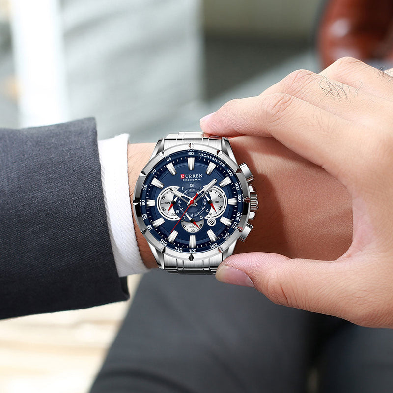 Curren 3 Cadrans Chronographe Montre-Bracelet De Luxe