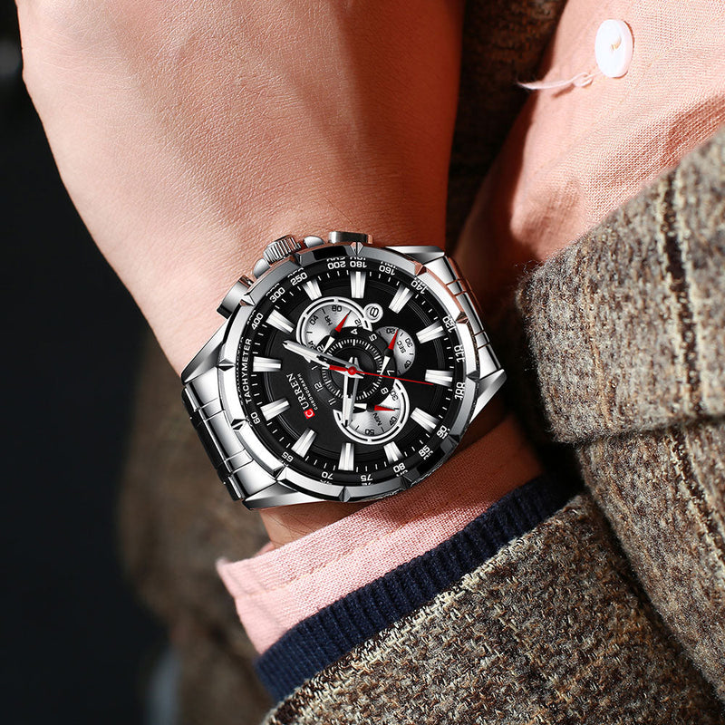 Curren 3 Cadrans Chronographe Montre-Bracelet De Luxe