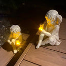 Enfants Avec Lucioles Solaires Statues De Jardin
