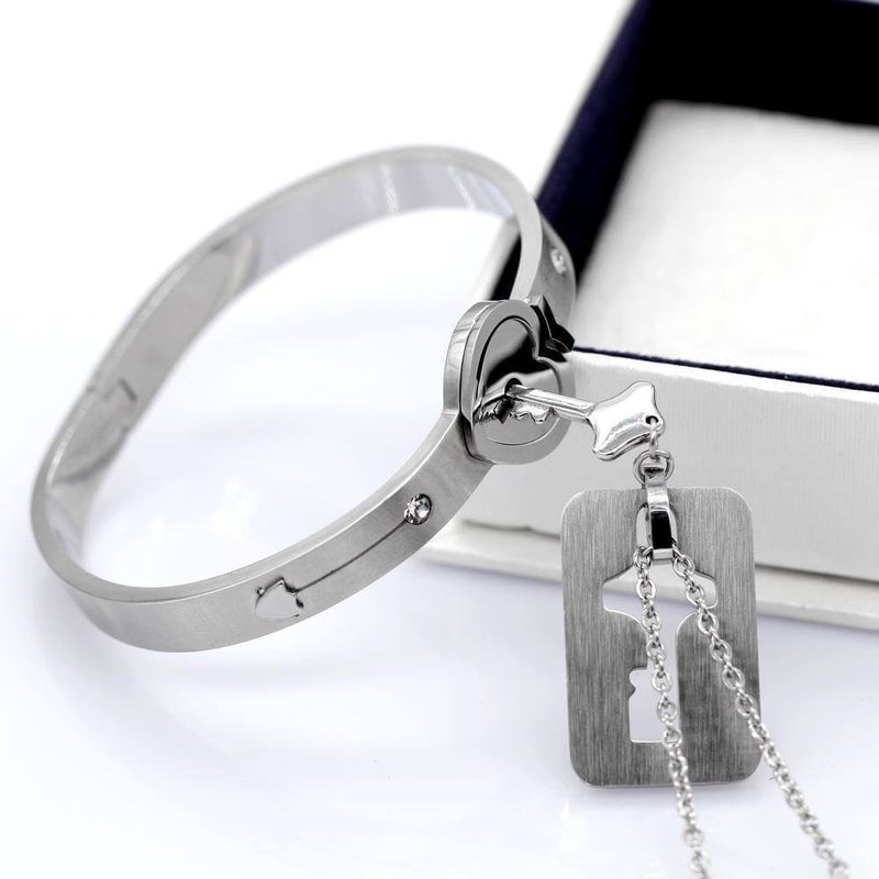 Ensemble : Bracelet + Collier "Vous Êtes La Clé De Mon Cœur"