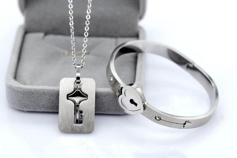 Ensemble : Bracelet + Collier "Vous Êtes La Clé De Mon Cœur"