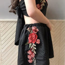 Ensemble Short Et Top Court Brodé De Fleurs