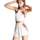 Ensemble Short Et Top Court Brodé De Fleurs