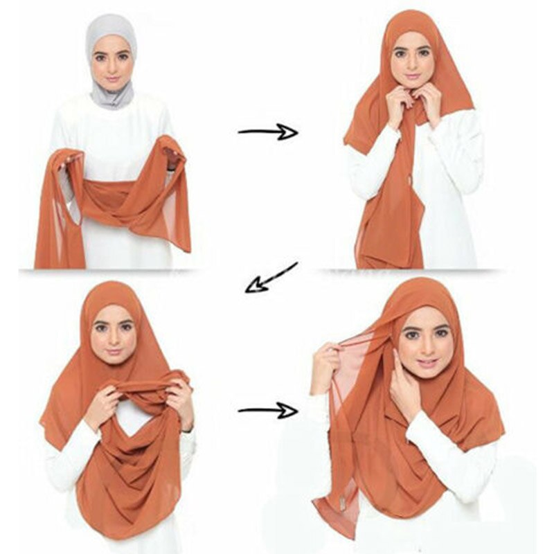 Hijab Instantané En Mousseline De Soie À Double Boucle