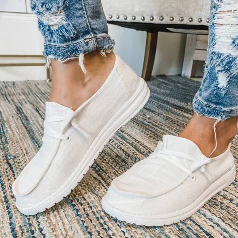 Mocassins À Lacets En Toile Pour Femmes