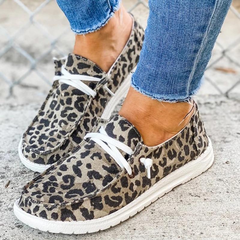 Mocassins À Lacets En Toile Pour Femmes