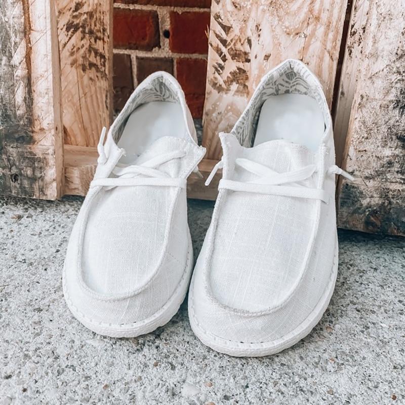 Mocassins À Lacets En Toile Pour Femmes