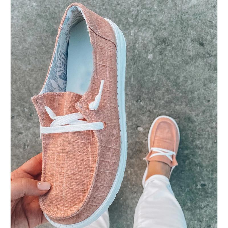 Mocassins À Lacets En Toile Pour Femmes