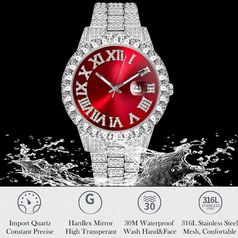 Montre À Chiffres Romains "Fully Iced Out