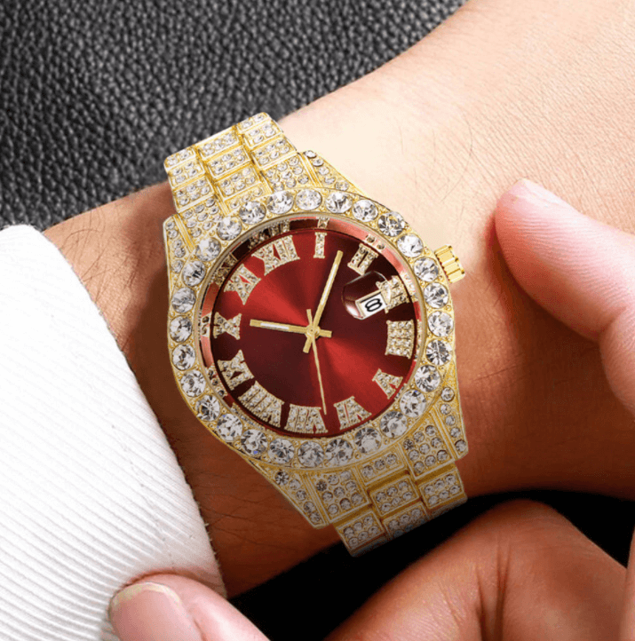 Montre À Chiffres Romains "Fully Iced Out